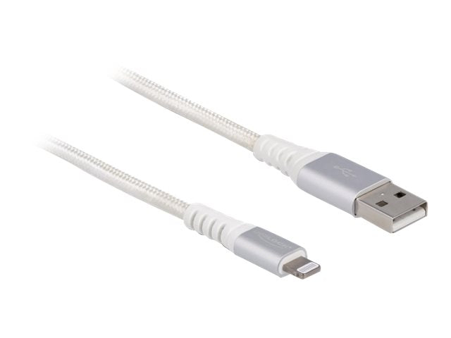 DELOCK USB Daten- und Ladekabel für iPhone iPad iPod DuPont Kevlar weiss 3m - Vorderansicht