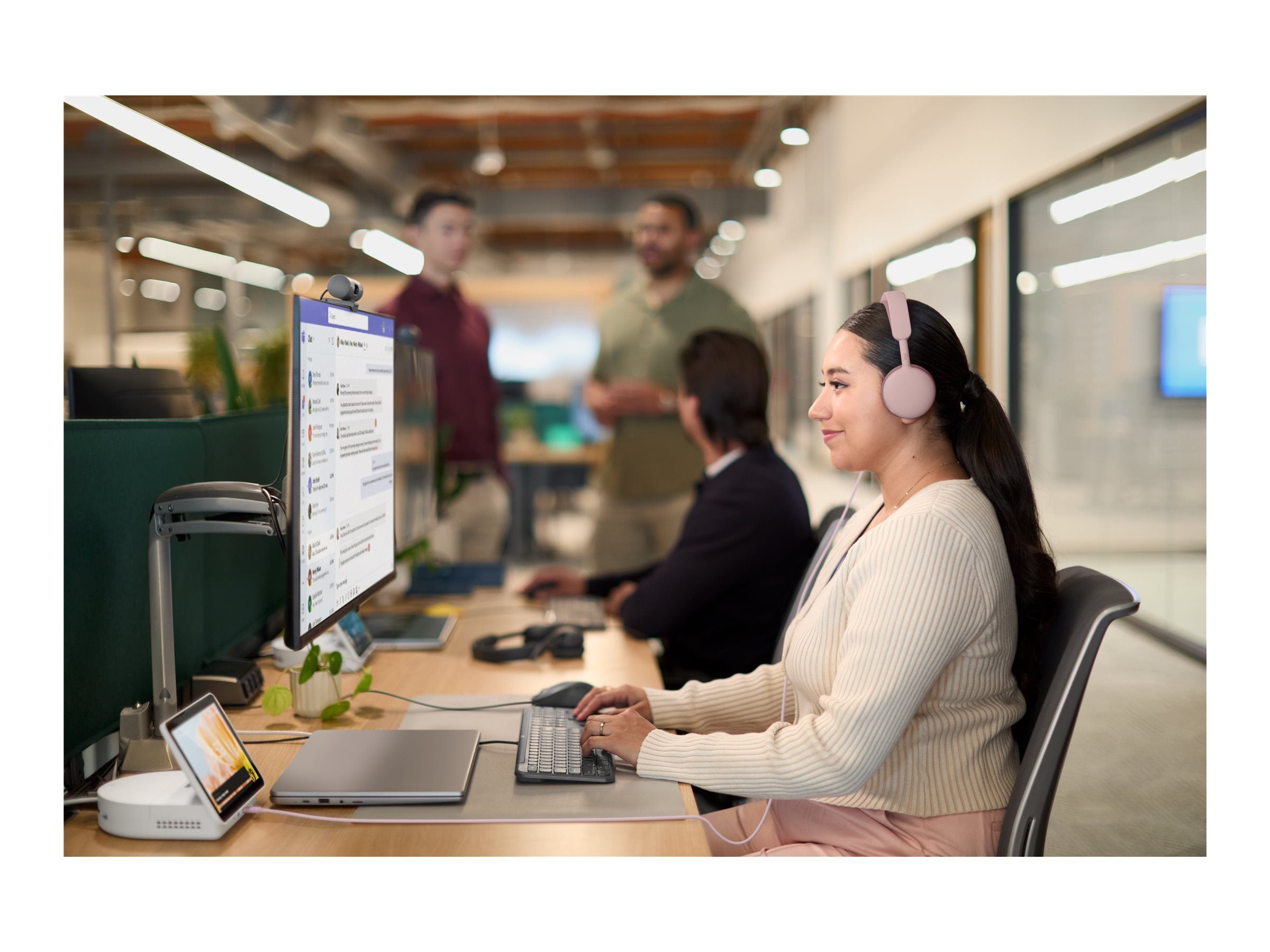 LOGITECH Zone Wired 2 for Business - ROSE seitliche Ansicht