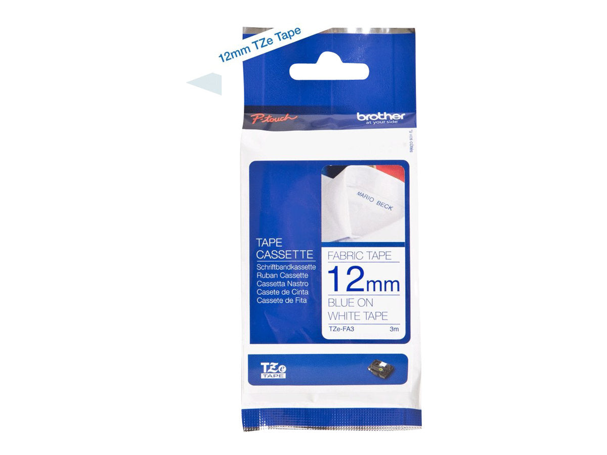 BROTHER P-Touch TZE-FA3 blau auf weiss textile 12mm - Verpackung