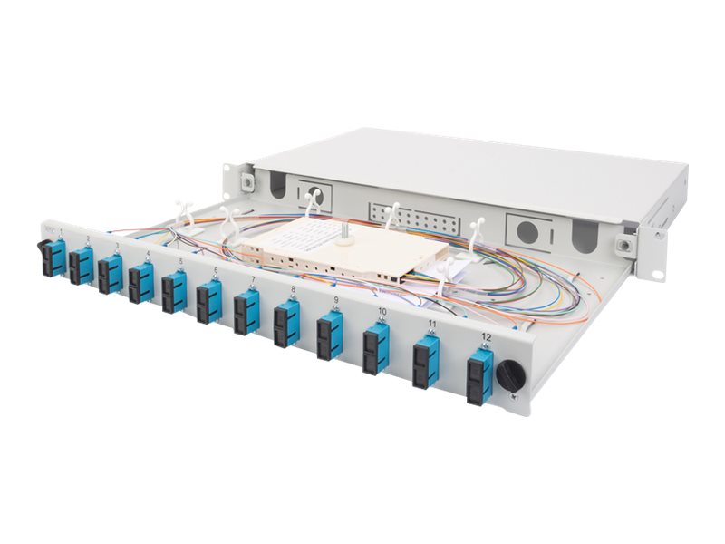 DIGITUS LWL-Spleissbox 1HE Schnellverschluss Vorderansicht