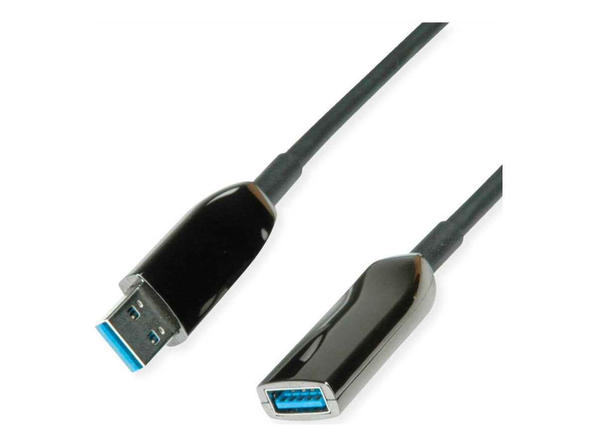 ROLINE USB 3.2 Gen 1 Aktives Repeater Kabel AOC ST/BU schwarz 10m - Vorderansicht