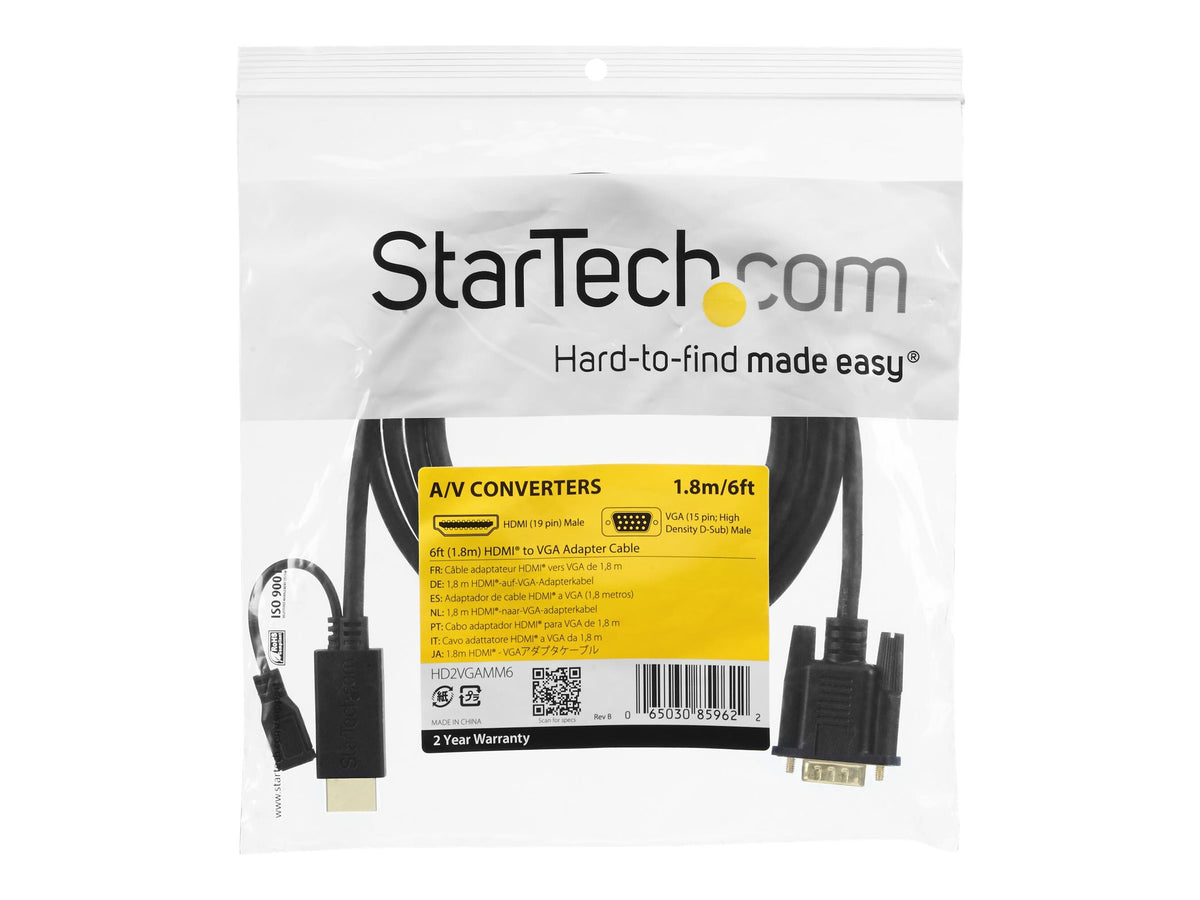 STARTECH.COM 1,8m aktives HDMI auf VGA Konverter Kabel Vorderansicht