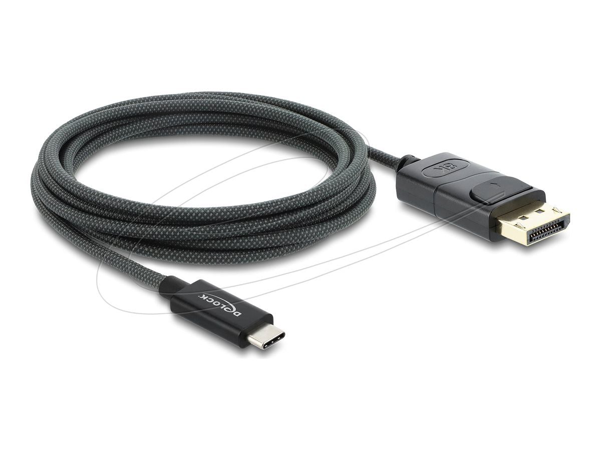 DELOCK Koaxiales USB Type-C zu DisplayPort Kabel DP Alt Mode 4K 60 Hz mit Geflechtmantel 2m