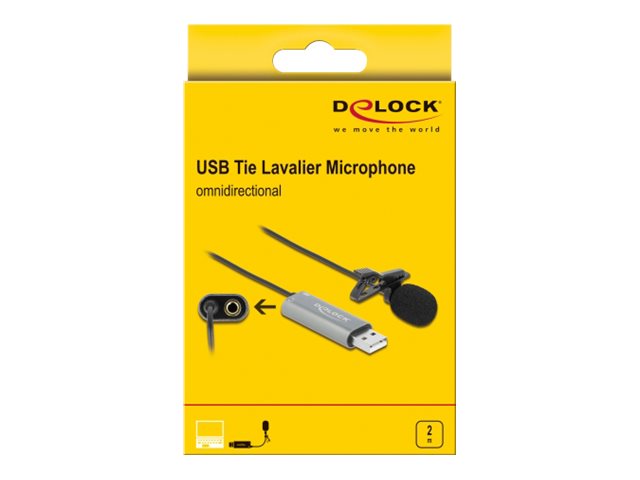 DELOCK USB Krawatten Lavalier Mikrofon Detailansicht