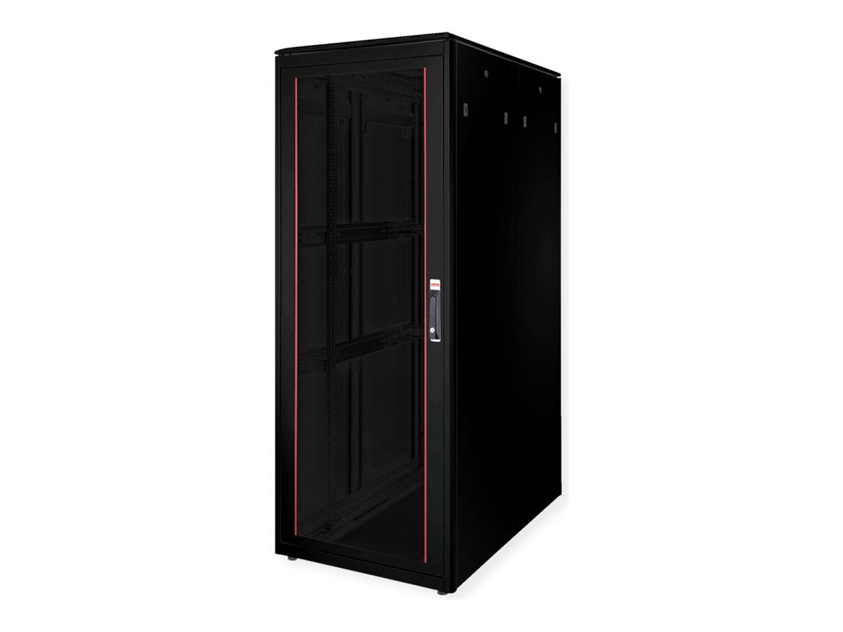 ROLINE Netzwerkschrank Pro 48,26cm 19Zoll 42 HE 800x1200 BxT Glastür schwarz - Vorderansicht
