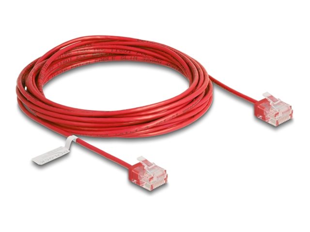 DELOCK RJ45 Netzwerkkabel Cat.6 UTP Ultra Slim 5m rot mit kurzen Steckern