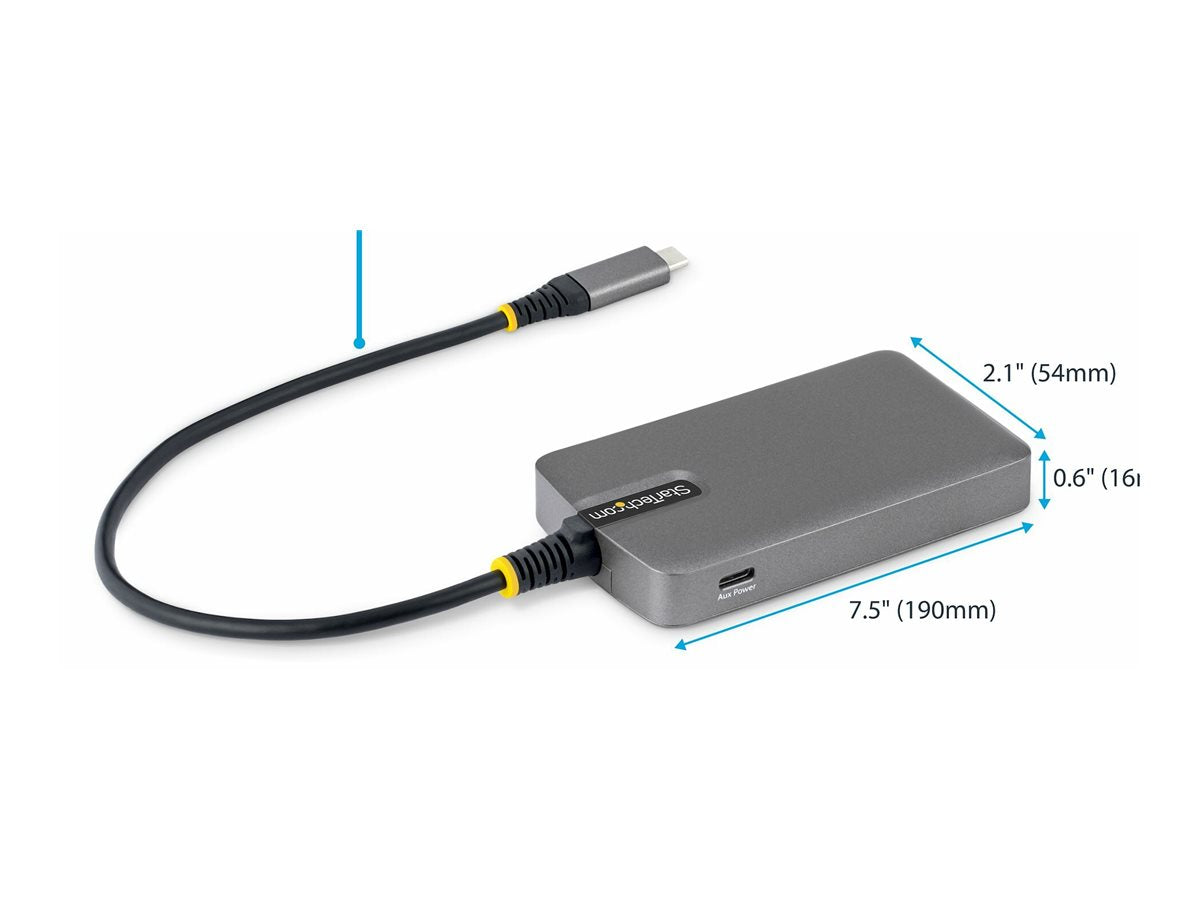 STARTECH.COM 4-Port USB-C Hub 5Gbps Busbetrieben USB-C zu USB-A Hub USB C-Netzteil Port 30cm Kabel Reisehub USBC auf A Adapter