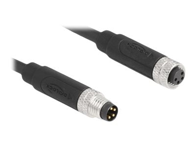 DELOCK M8 4 Pin Kabel A-kodiert Stecker zu Buchse PUR TPU 2m - Vorderansicht