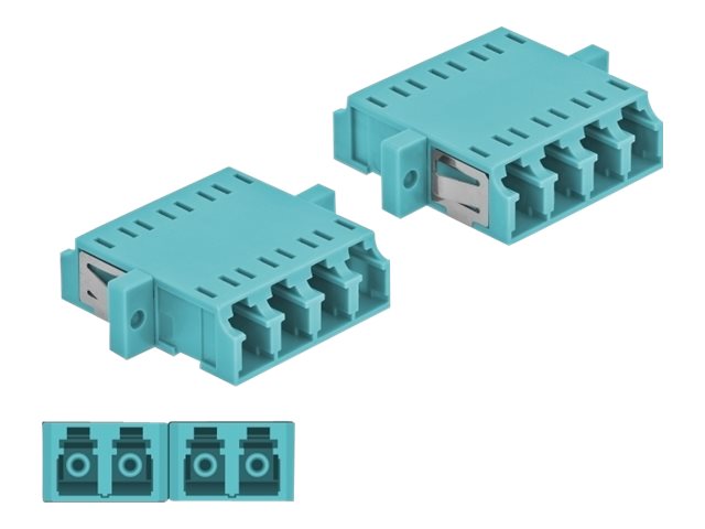 DELOCK LWL Kupplung LC Quad Buchse zu LC Quad Buchse Multimode 2 Stück hellblau