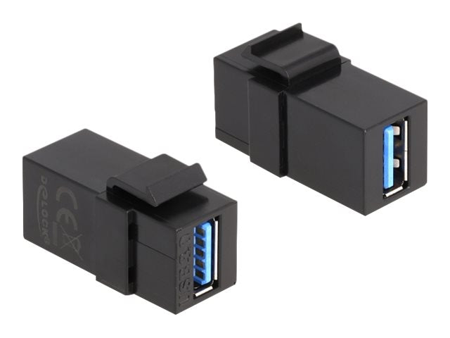 DELOCK Keystone Modul USB 3.0 A Buchse zu USB 3.0 A Buchse schwarz 1:1 - Vorderansicht