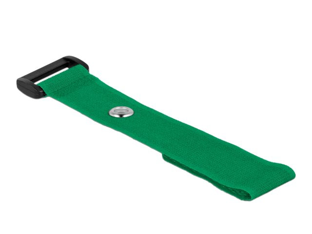 DELOCK Klett-Kabelbinder mit Schlaufe und Befestigungsöse L 190 x B 25mm grün 5 Stück