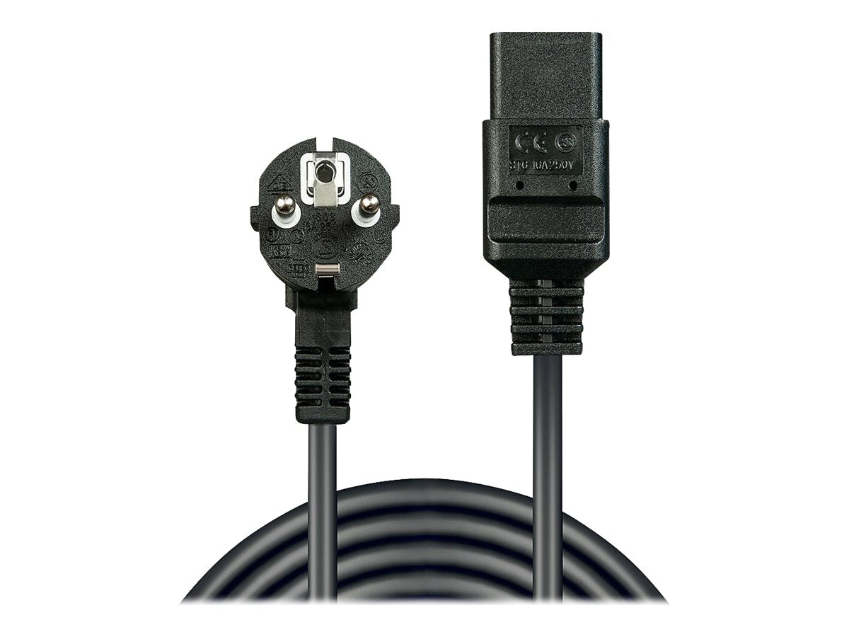LINDY 2m Schuko auf IEC C19 Netzkabel Vorderansicht