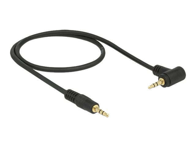 DELOCK Klinkenkabel 3,5mm 3 Pin Stecker gewinkelt schwarz - Vorderansicht