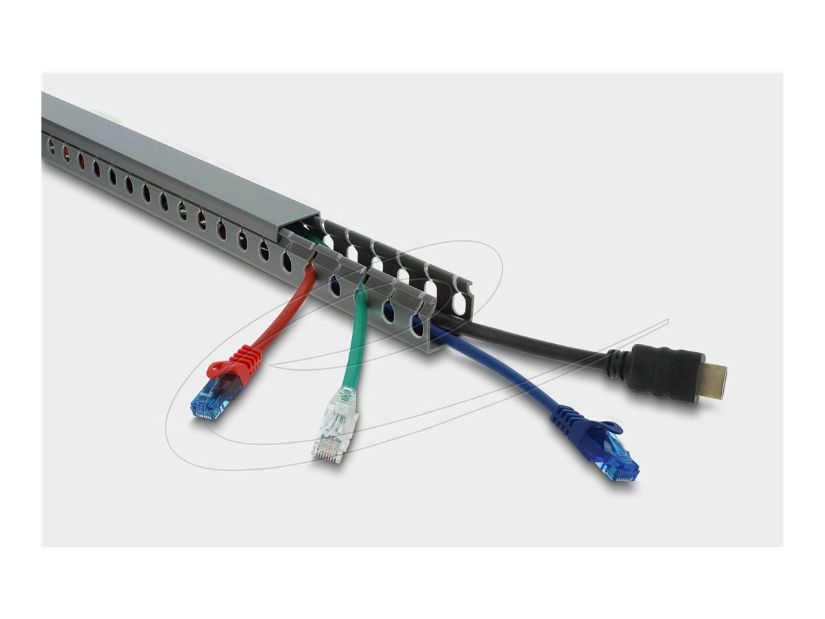 DELOCK Verdrahtungskanal 30 x 30mm - Länge 1m grau - Vorderansicht
