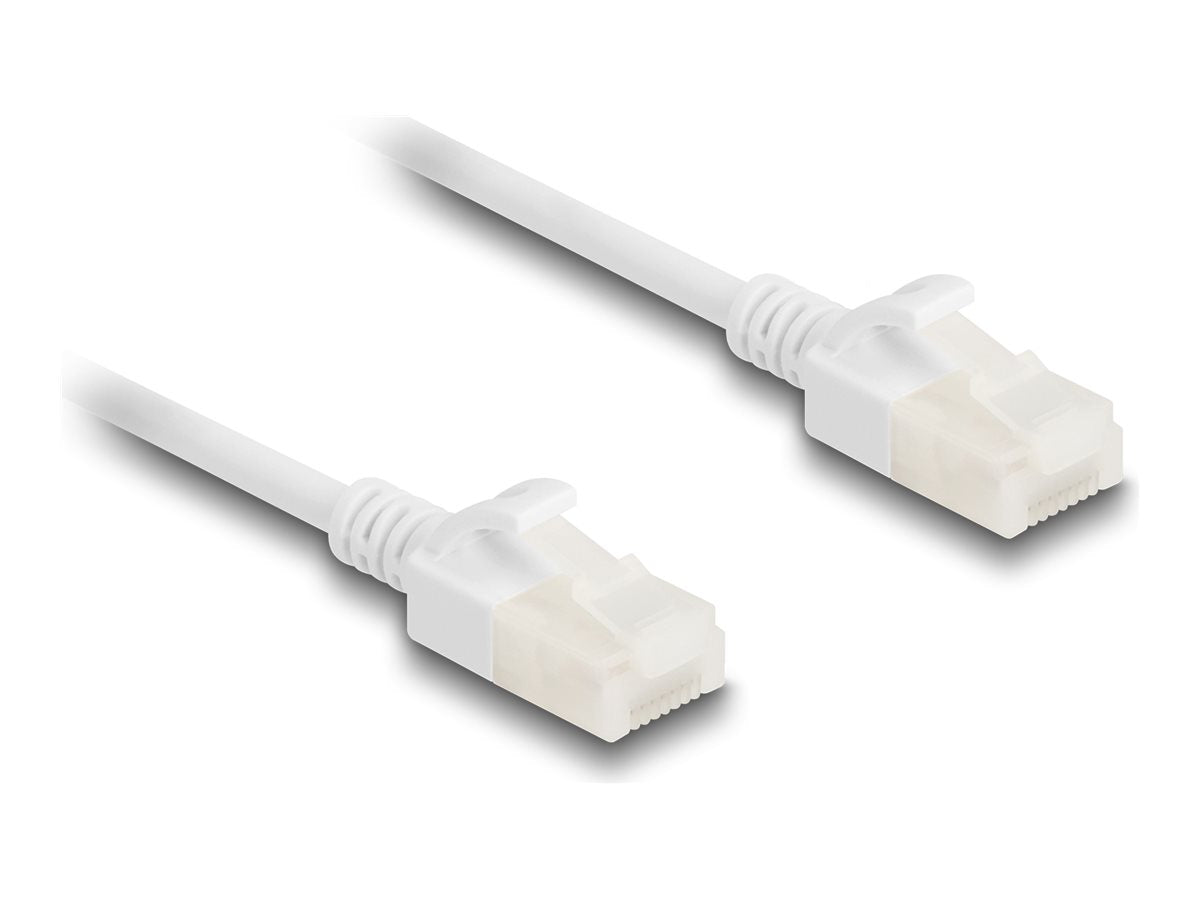 DELOCK RJ45 Netzwerkkabel Cat.6A Stecker zu Stecker mit robuster Rastnase Industrietauglich U/UTP Slim 1 m weiss