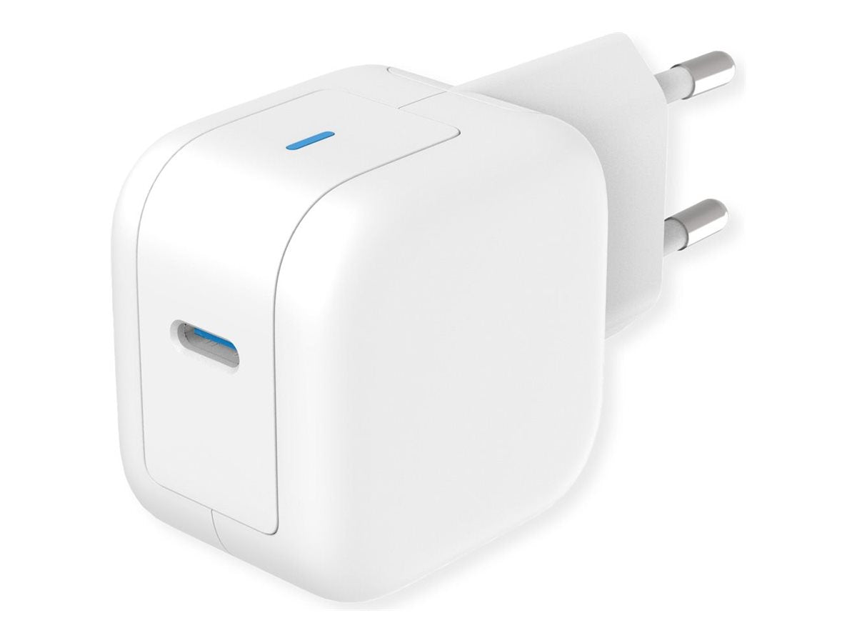 ROLINE USB Charger mit Euro-Stecker 1 Port Typ-C GaN 20W - Vorderansicht