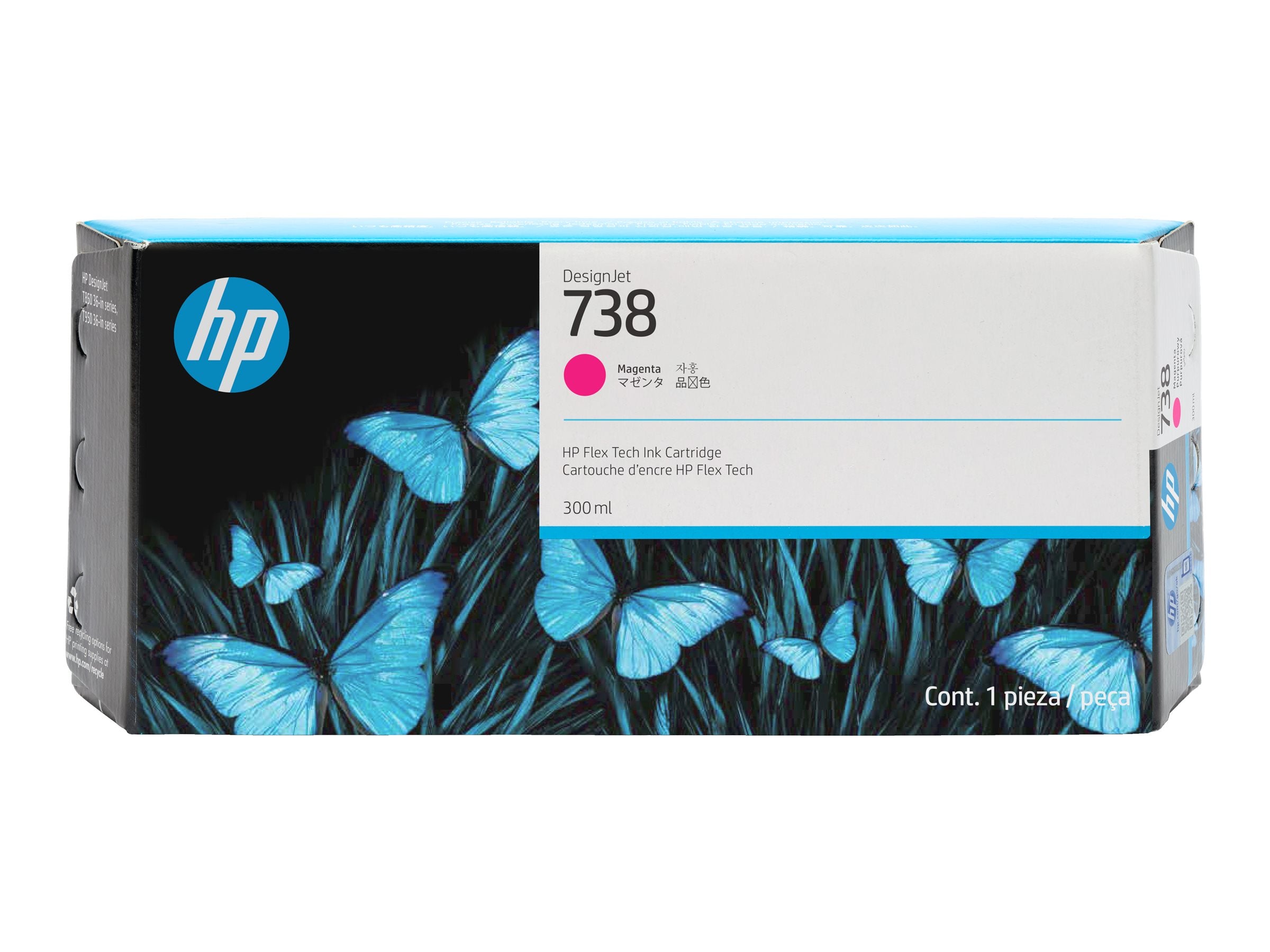 HP 738 300-ml Magenta DesignJet Ink Cartridge Vorderansicht