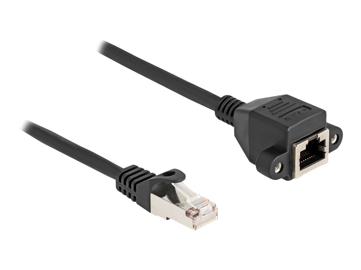 DELOCK RJ50 Verlängerungskabel Stecker zu Buchse S/FTP 0,25m schwarz - Vorderansicht