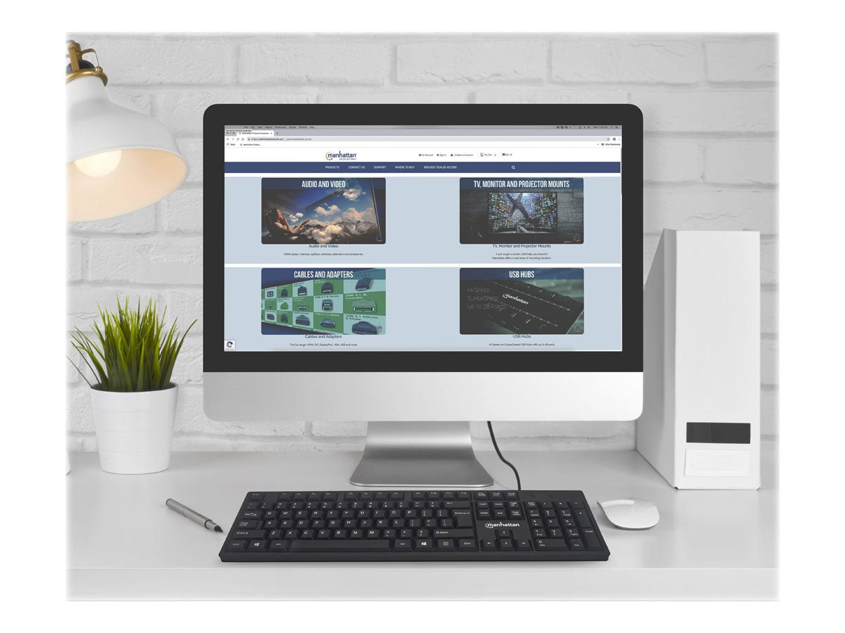 MANHATTAN USB-Tastatur Kabelgebunden 104 Tasten Rückansicht