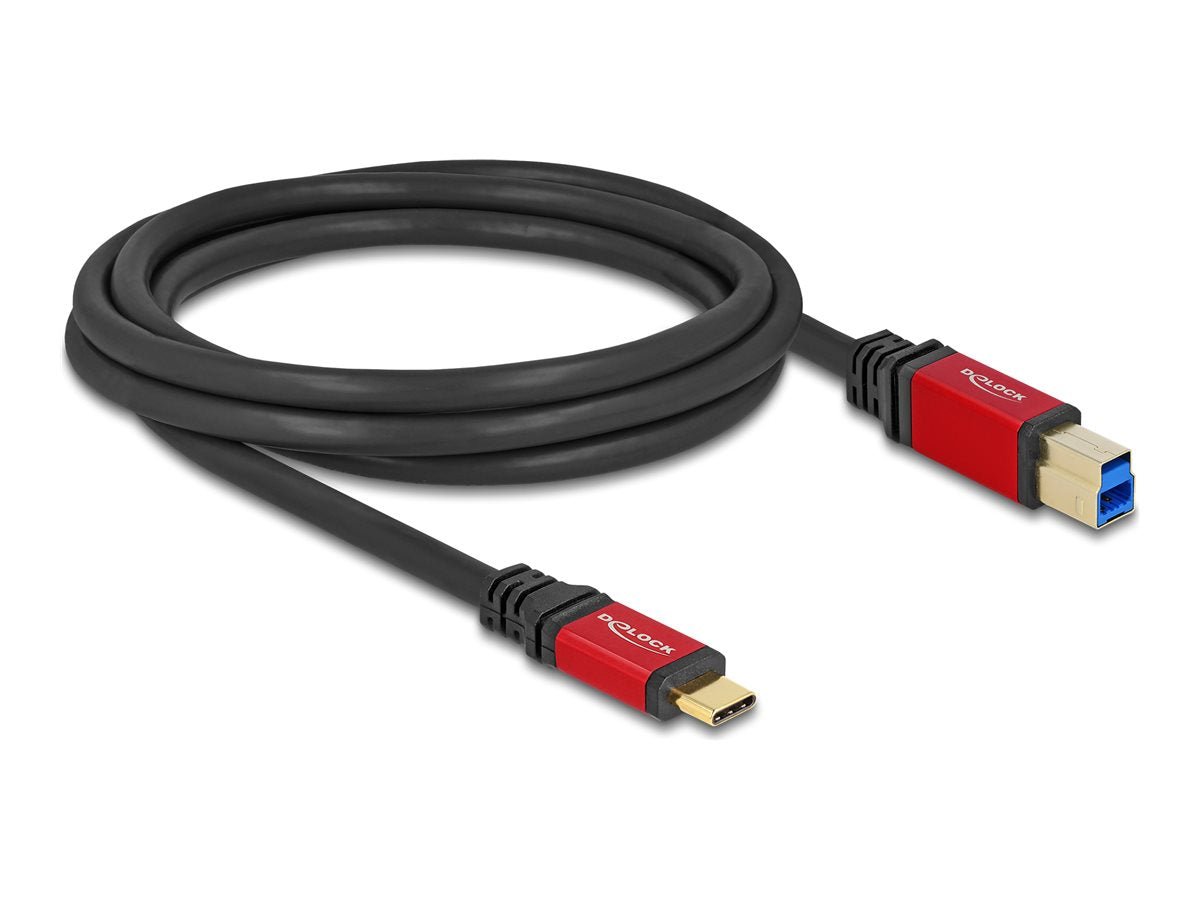 DELOCK USB 5 Gbps Kabel USB Type-C Stecker zu USB Typ-B Stecker 2m rot Metall - Vorderansicht