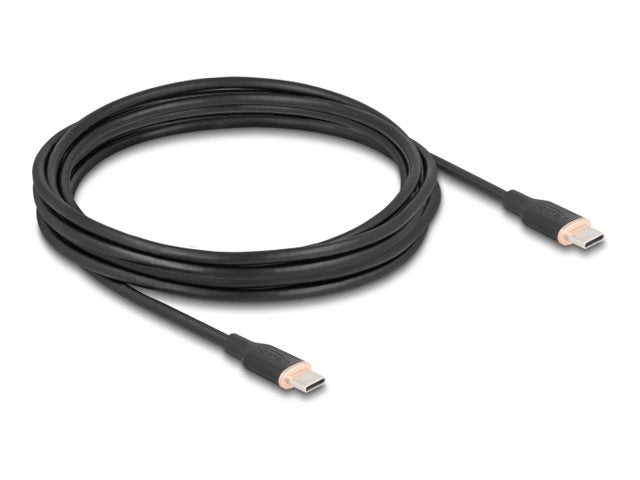 DELOCK USB 2.0 Kabel USB Type-C Stecker zu Stecker PD 3.0 60 W 4m schwarz Silikon - Vorderansicht