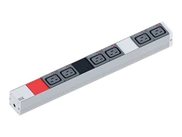 BACHMANN IT PDU ALU 1HE 6x C19 Stecker 3x16A CEE rot - Vorderansicht