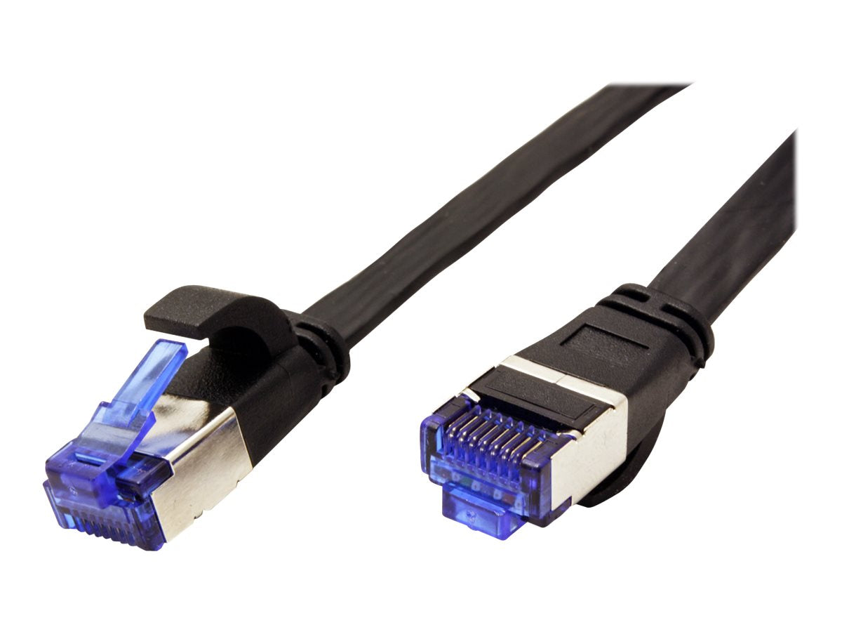 VALUE Patchkabel Kat.6A Class EA FTP schwarz 1m extra-flach Vorderansicht