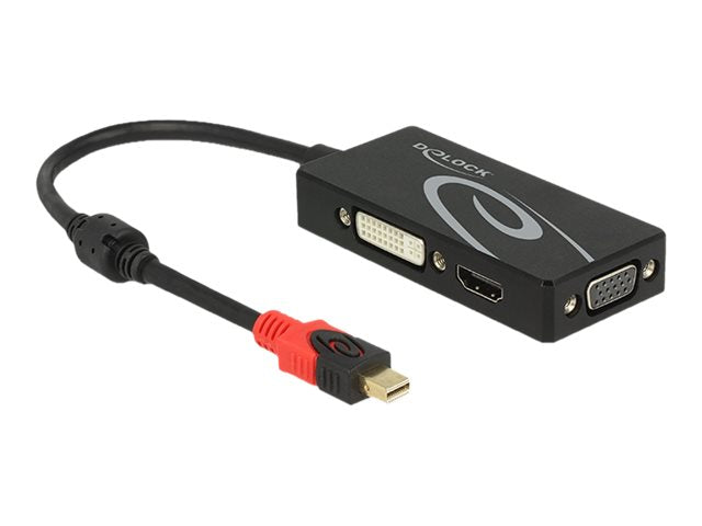 DELOCK Adapter mini Displayport 1.2 Stecker > VGA / HDMI / DVI Buchse 4K Passiv schwarz - Vorderansicht