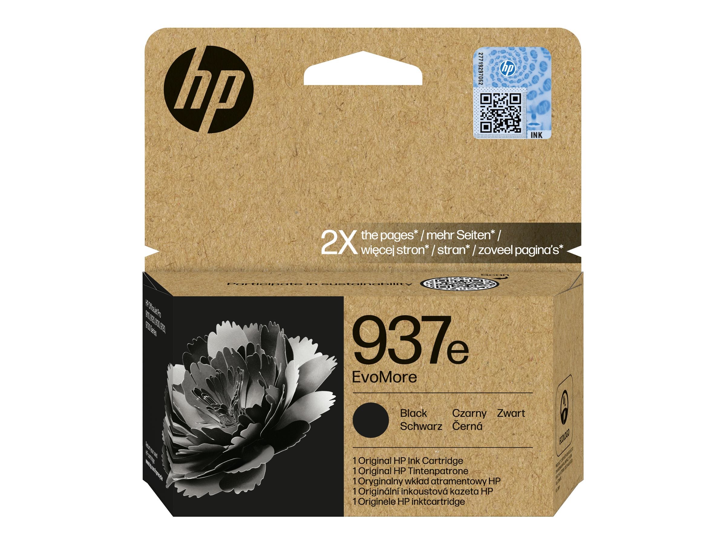 HP 937e EvoMore Black Original Ink Cartridge Verpackung