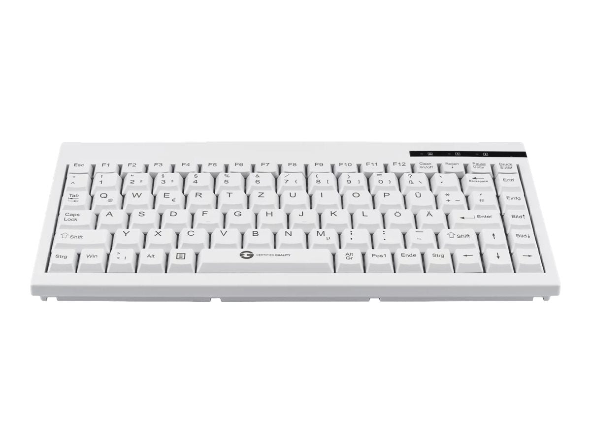 GETT GCQ Cleantype Easy Basic Compact kompakte Tastatur mit Kunststoffgehaeuse 88 Tasten USB Farbe weiss Layout: DE
