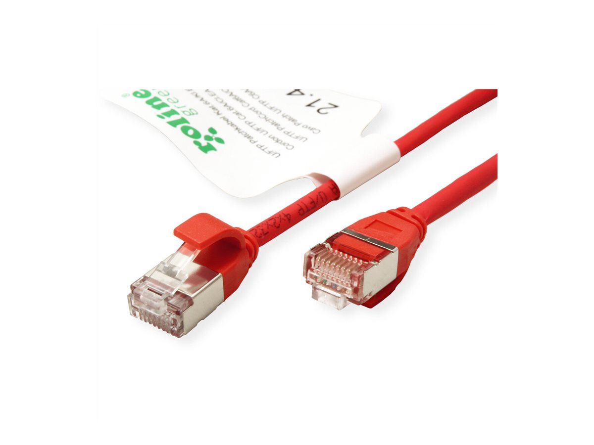 ROLINE GREEN U/FTP Patchkabel Kat.6A Class EA LSOH slim rot 5m Verpackung
