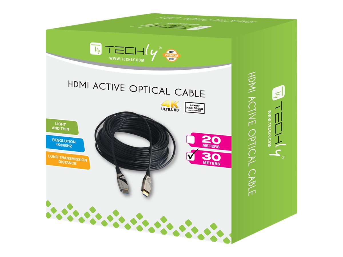 TECHLY HDMI 4K 60Hz AOC LWL Kabel 2xHDMI Stecker Anschluss