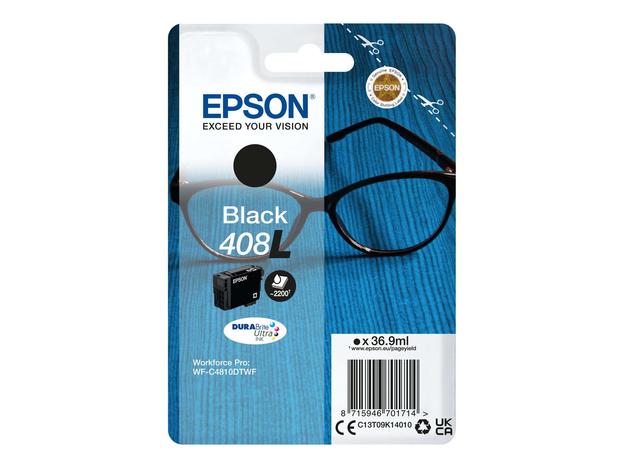 EPSON 4LB Singlepack Black 408L DURABrite Ultra Ink Vorderansicht