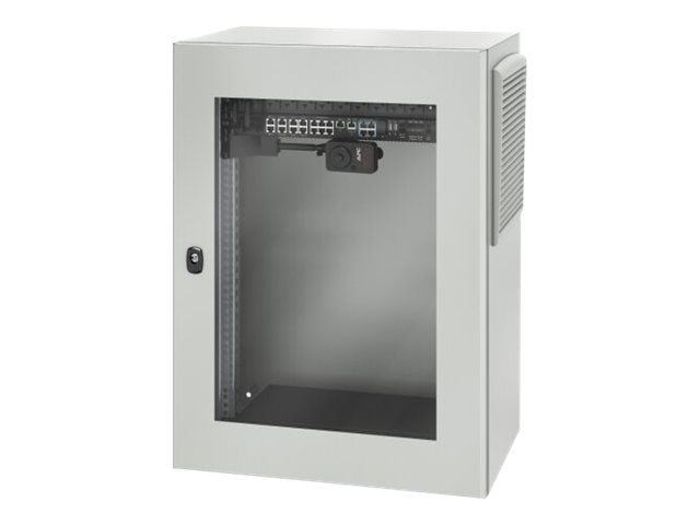 Detailansicht der Klapptür des APC Spacial VDM NSYVDM16U4P Racks
