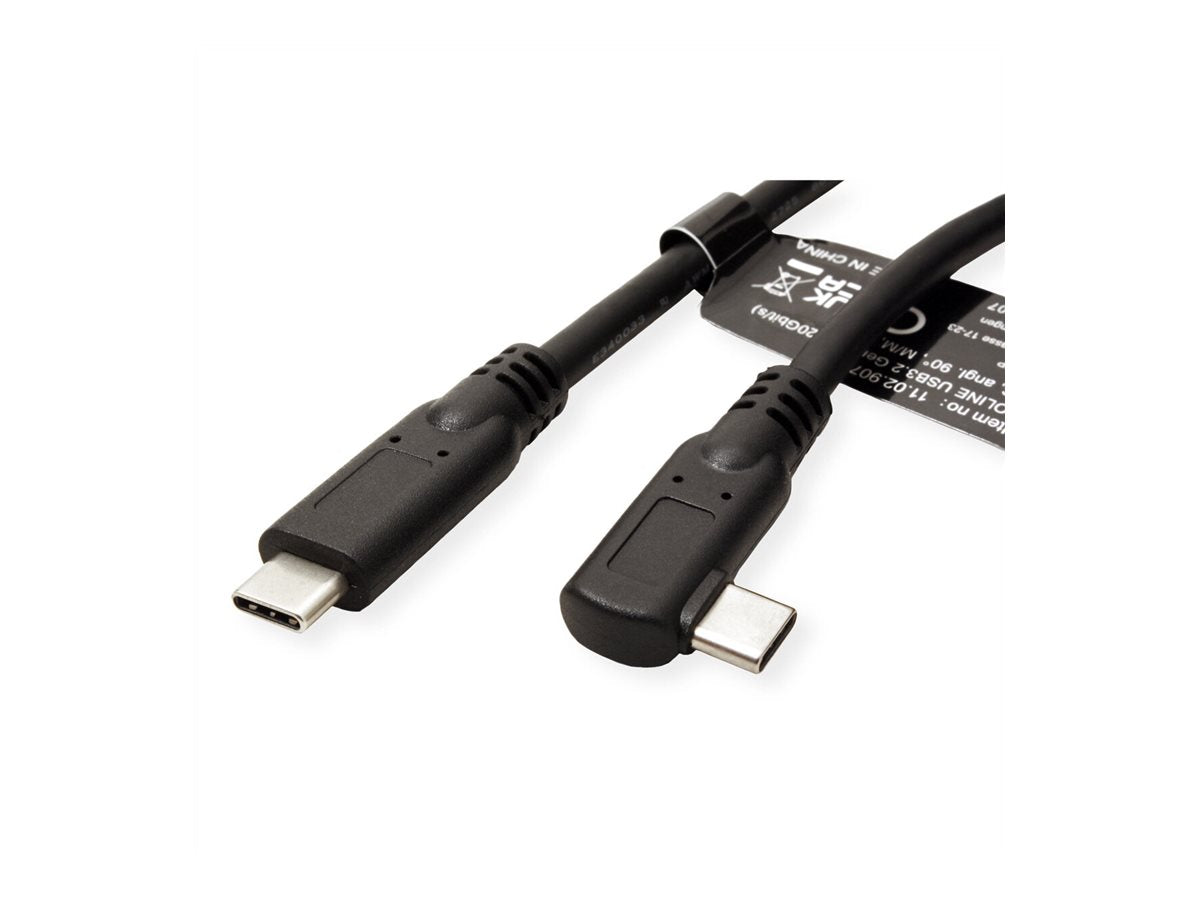ROLINE USB 3.2 Gen 2x2 Kabel gewinkelt schwarz Verpackung