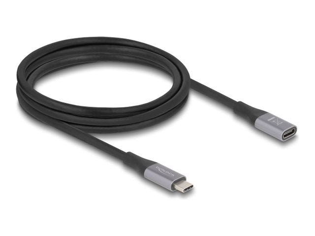 DELOCK USB 40 Gbps Verlängerungskabel USB Type-C Stecker zu Buchse PD 3.1 240 W 2m grau Metall - Vorderansicht