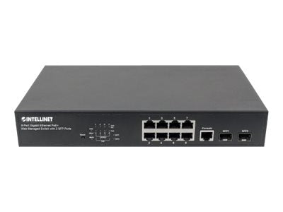 INTELLINET 8-Port Gigabit Ethernet PoE+ Switch Vorderansicht