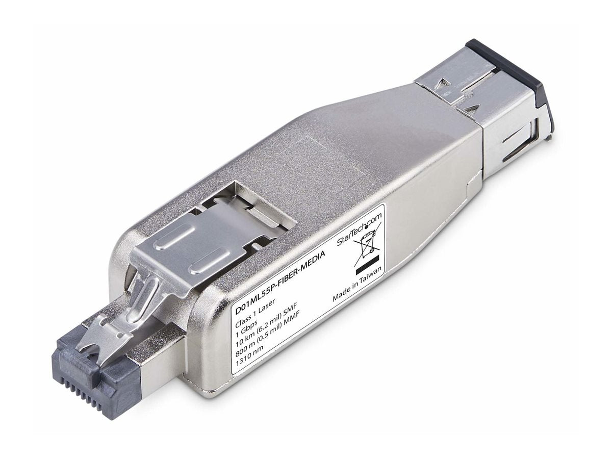 STARTECH.COM Gigabit Glasfaser Medienkonverter Dongle LWL Kupfer Umsetzer SM/MM Glasfaser auf Ethernet RJ45 POE Betrieben