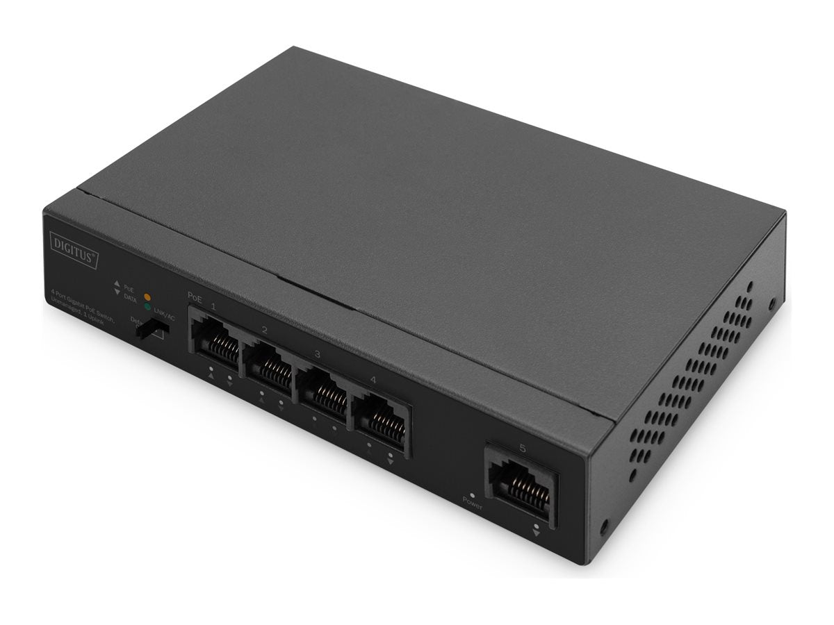DIGITUS 4+1 Port Ethernet Unmanaged PoE Switch Vorderansicht