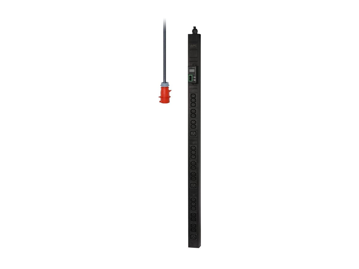 Detailansicht der Anschlüsse der APC Easy PDU Metered Zero U 11 kW 230V 21 C13 & 3 C19/IEC309