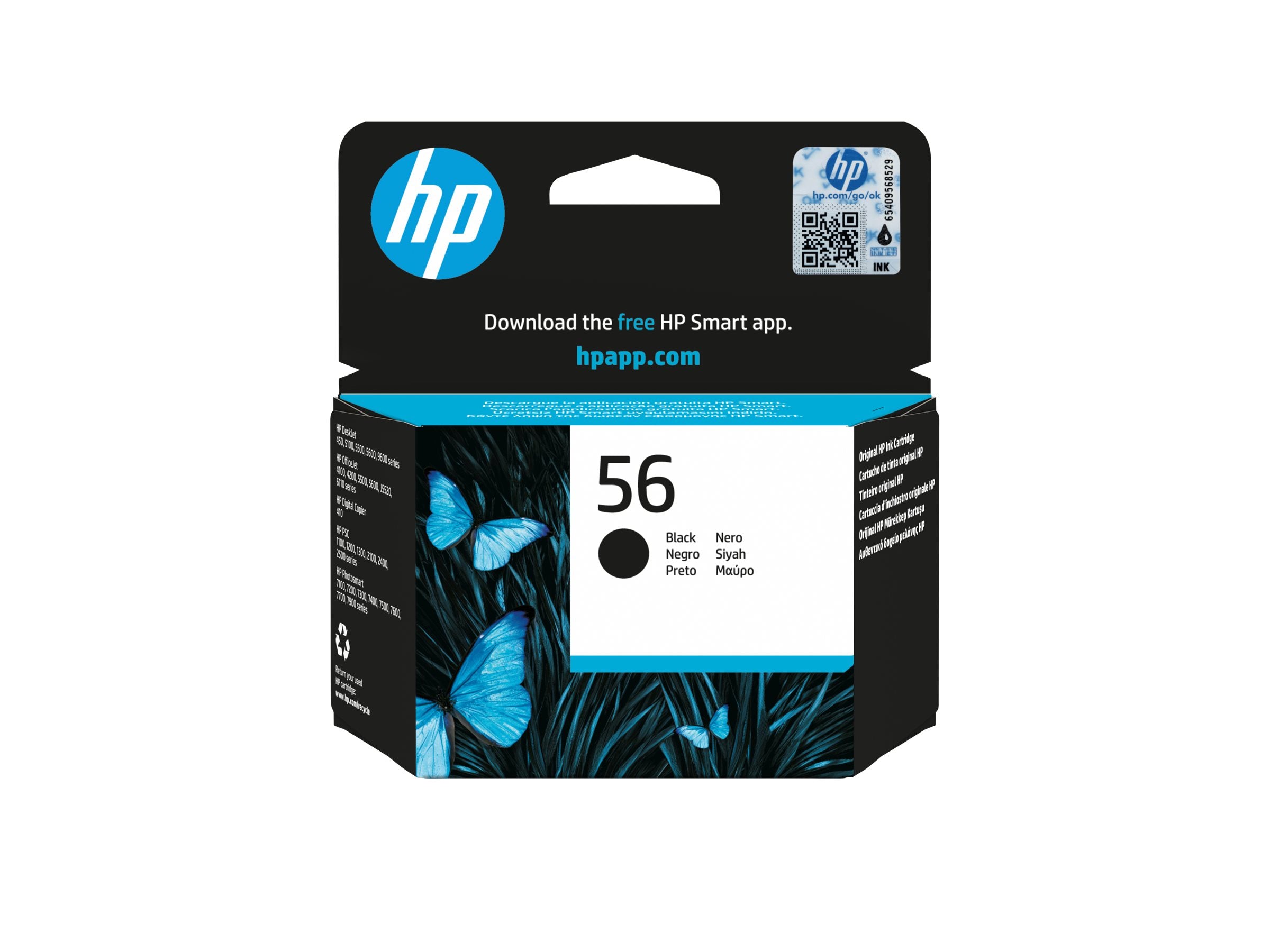 HP 56 original Tintenpatrone C6656AE UUS schwarz - Vorderansicht