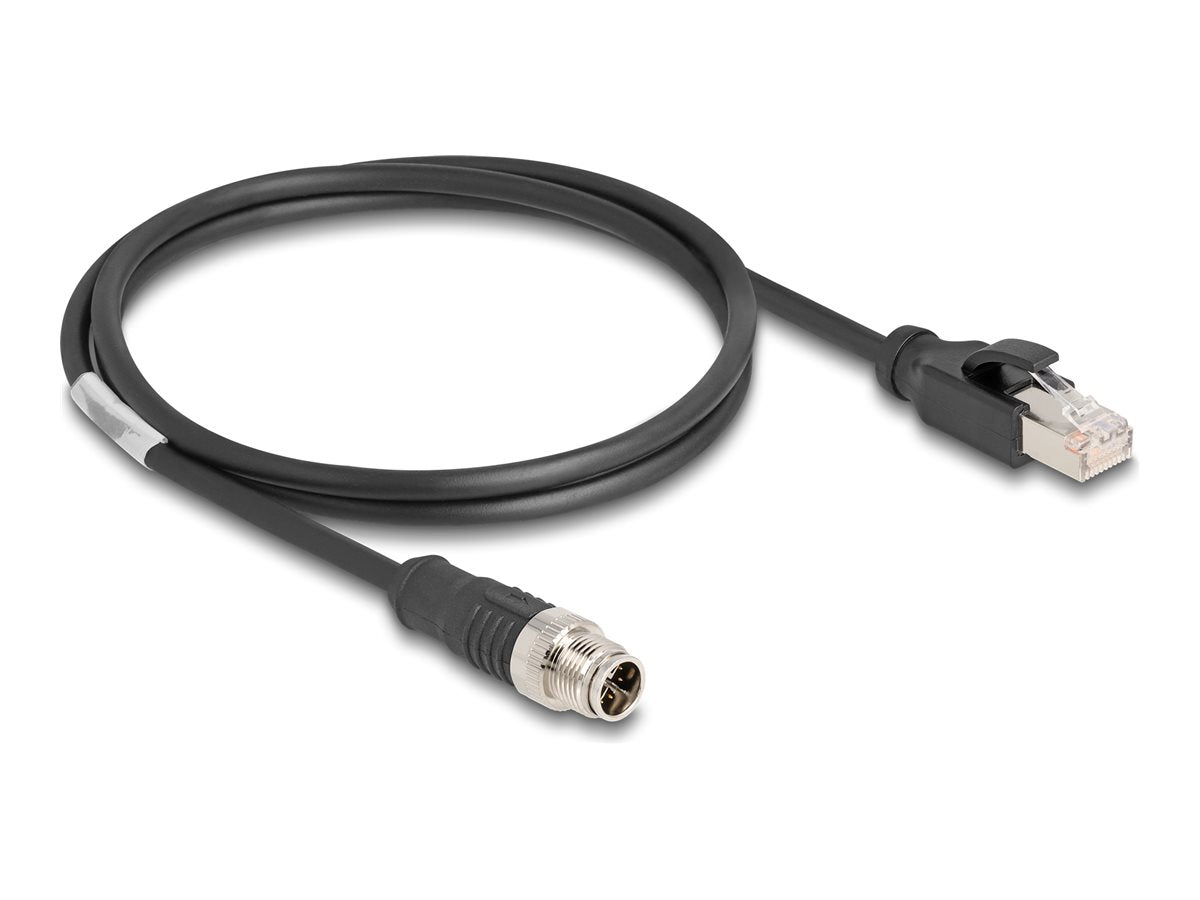 DELOCK M12 Kabel X-kodiert 8 Pin Stecker zu RJ45 Stecker PVC 1m - Vorderansicht