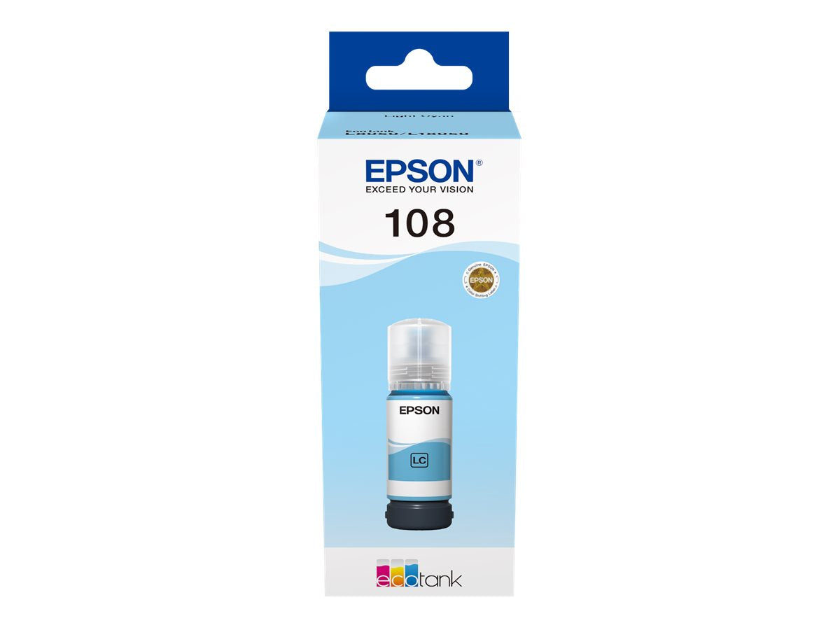 EPSON 1LB 108 EcoTank Light Cyan Ink Bottle Detailansicht