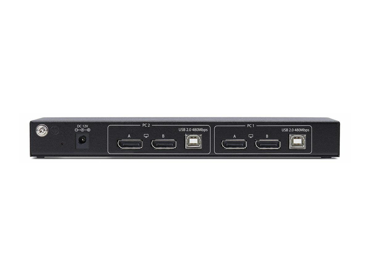 STARTECH.COM 2-Port Dual-Monitor KVM Switch mit Dual-View Videomatrix DisplayPort 4K 60Hz 4x USB DP KVM Matrix Switch TAA
