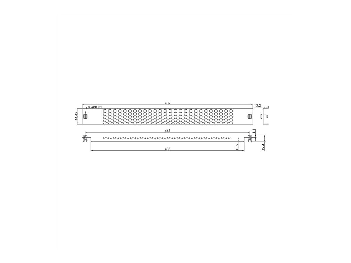VALUE 19-Beluftungsplatte Snap-in 1 HE RAL 9005 Tiefschwarz