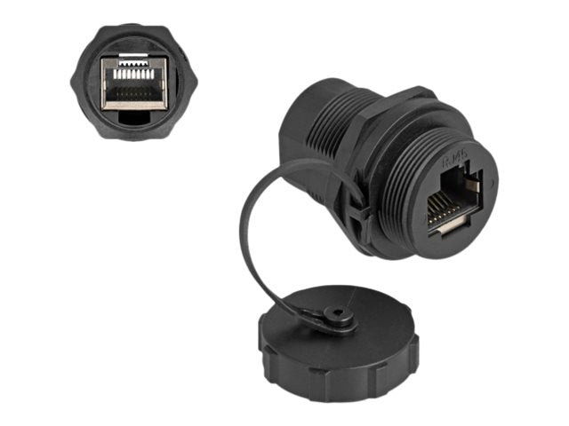 DELOCK RJ45 Cat.6A Kupplung mit Verschlusskappe IP67 - Vorderansicht