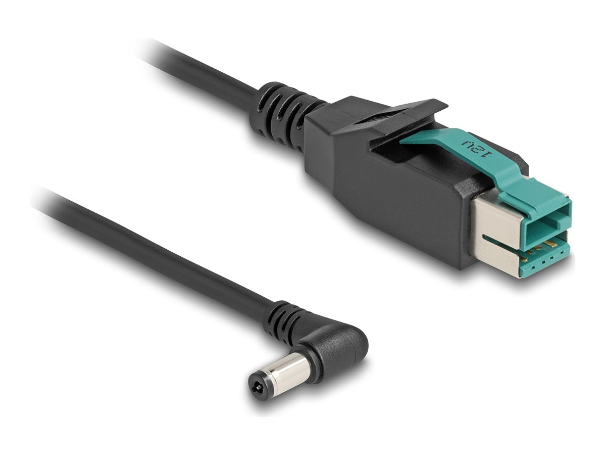 DELOCK PoweredUSB Kabel Stecker 12 V zu DC 5,5 x 2,1mm Stecker gewinkelt 3m - Vorderansicht