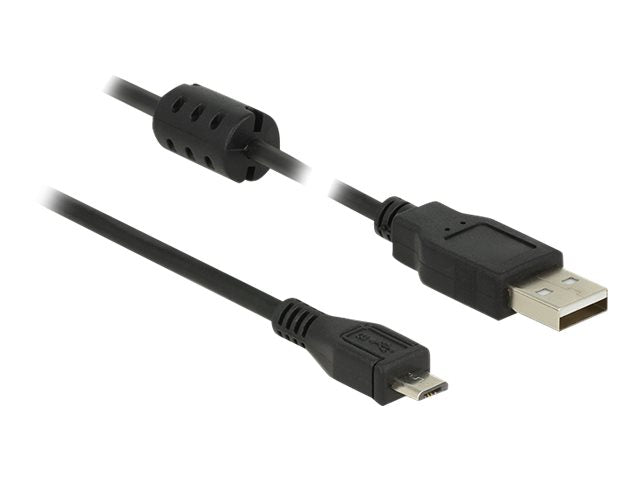 DELOCK Kabel USB 2.0 Typ-A Stecker > USB 2.0 Micro-B Stecker 5,0 m schwarz - Vorderansicht