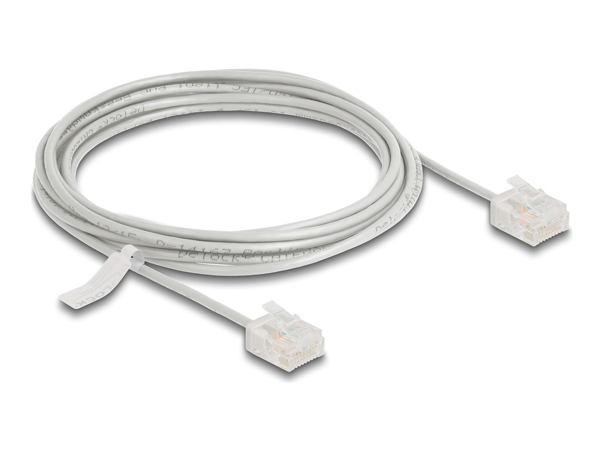 DELOCK RJ45 Netzwerkkabel Cat.6 UTP Ultra Slim 3m grau Vorderansicht