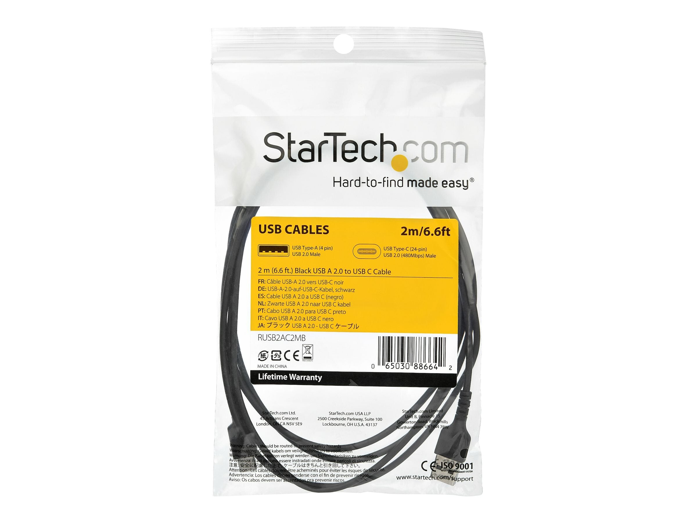 STARTECH.COM 2m USB 2.0 zu USB-C Kabel Verpackung